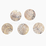 Natural Akoya Shell Links, Mother of Pearl Shell, Flat Round, Camel, 25x2mm, Hole: 1.8mm(SHEL-R048-030)