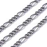 Gunmetal Iron Handmade Chains Figaro Chains Mother-Son Chains, Unwelded, with Spool, Mother link: 4.5x9mm, Son link: 4x5mm, 1mm thick, about 328.08 Feet(100m)/roll(CHSM030Y-B)