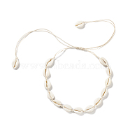 Natural Shell Beaded Necklace, Braided Adjustable Necklace for Women, Cornsilk, 12.60~29.92 inch(32~76cm)(NJEW-E094-01B)