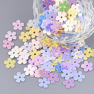 Ornament Accessories, PVC Plastic Paillette/Sequins Beads, Flower, Mixed Color, 7x7x0.4mm, Hole: 1.2mm, about 900pcs/bag(X-PVC-T005-008)