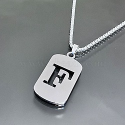 Stainless Steel Box Chain Necklaces, Rectangle with Letter Pendant Necklaces(YT2090-6)