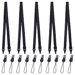 Nylon Adjustable Mobile Straps, with PU Imitation Leather and Plastic Finding, Black, 96~154x3.2x0.1cm(FIND-WH0038-81)