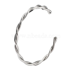 304 Stainless Steel Twisted Rope Cuff Bangles for Women, Stainless Steel Color, 1/8 inch(0.4cm), Inner Diameter: 2-1/4 inch(5.55cm)(BJEW-P296-01P)