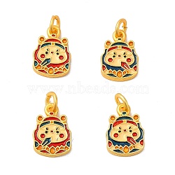 Rack Plating Alloy Enamel Pendants with Jump Ring, Animal Charms, Matte Gold Color, 14.5x10x2mm, Jump Ring: 5.5x1mm, 3mm Inner Diameter(ENAM-M048-29MG)