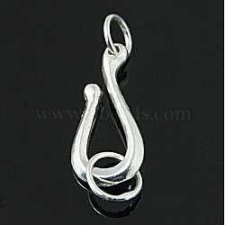 925 Sterling Silver S Shape Clasps, S-Hook, Silver, 15x8mm, Hole: 4~4.5mm(X-STER-A009-17)