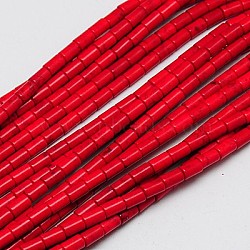 Synthetic Turquoise Beads Strands, Dyed, Column, Red, 6x4mm, Hole: 1mm, about 64pcs/strand, 15.5 inch(X-TURQ-G120-4x6mm-07)