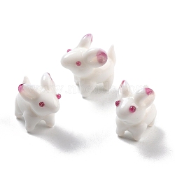 Handmade Lampwork Beads, Rabbit, White, 20~22x12.5~13x20mm, Hole: 1.4~1.6mm(LAMP-I024-37)
