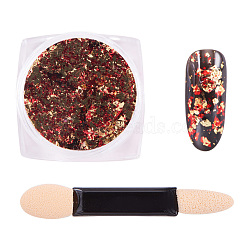 Nail Art Glitter Flakes, Foil Flake Nail Art Pigment Dust Chrome Powder, with One Brush, Colorful, 30x30x17mm, about 0.3g/box(MRMJ-Q046-012Q)