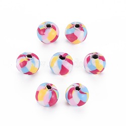 Handmade Polymer Clay Beads, for DIY Jewelry Crafts Supplies, Round, Cerise, 8.5~9x8mm, Hole: 1.8mm(CLAY-N008-054A-02)