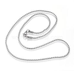 304 Stainless Steel Twisted Chain Necklaces, with Lobster Claw Clasps, Stainless Steel Color, 19.7 inch(50cm), 2mm(NJEW-D285-22P)