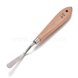 Stainless Steel Paints Palette Scraper Spatula Knives, with Beech Handle, For Artist Oil Gouache Painting Knife Blade Tools, BurlyWood, 185x22x21mm, Knife: 49x10mm(TOOL-L006-15)