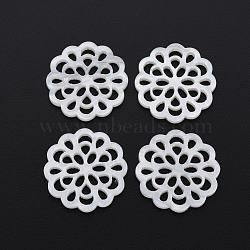Opaque Acrylic Filigree Joiners, Imitation Shell, Flower, Creamy White, 23.5x22.5x2mm(OACR-N132-009)