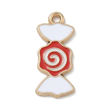 Christmas Theme Alloy Enamel Pendants, Golden, Candy, 9.5x22x1.2mm, Hole: 1.6mm