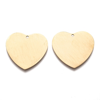 Ion Plating(IP) 304 Stainless Steel Pendants, Stamping Blank Tag, Laser Cut, Double Side Drawbench Effect, Heart, Golden, 28.5x30x1mm, Hole: 1.8mm