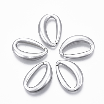 Spray Painted CCB Plastic Linking Rings, Quick Link Connectors, For Jewelry Cable Chains Making, Oval, Silver, 39x26x9.5mm, Inner Diameter: 11x30mm