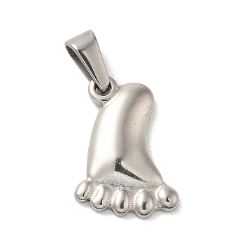 304 Stainless Steel Pendants, Footprint Charm, Stainless Steel Color, 18.5x14x3mm, Hole: 3x7.5mm