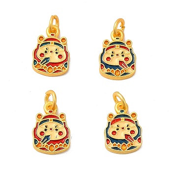 Rack Plating Alloy Enamel Pendants with Jump Ring, Animal Charms, Matte Gold Color, 14.5x10x2mm, Jump Ring: 5.5x1mm, 3mm Inner Diameter
