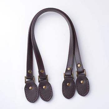 Imitation Leather Bag Handles, for Bag Straps Replacement Accessories, Oval, Coconut Brown, 640x18x3.5mm, Hole: 1.5mm