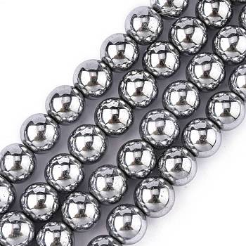 1Strand Grade A Non-Magnetic Synthetic Hematite Beads Strands, Platinum Plated
, Round, 10mm, Hole: 1.5mm