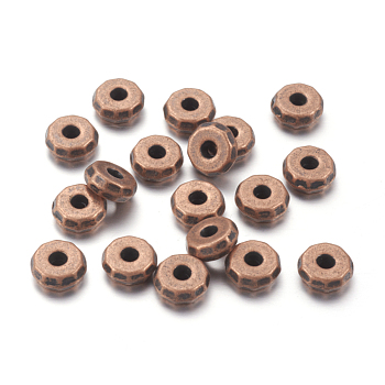 Tibetan Style Spacer Beads, Cadmium Free & Lead Free, Rondelle, Red Copper, 8x3mm, Hole: 2mm