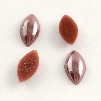 Pearlized Plated Opaque Glass Cabochons, Horse Eye, Sienna, 12x6x3mm