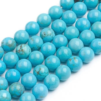 Natural Magnesite Beads Strands, Dyed & Heated, Round, 6.3~6.5mm, Hole: 0.8mm, about 63pcs/strand, 15.75 inch(40cm)