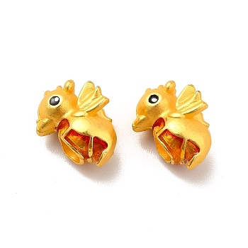 Rack Plating Alloy Enamel European Beads, Large Hole Beads, Cadmium Free & Lead Free, Matte Gold Color, Seahorse, Red, 12x7x9mm, Hole: 4mm