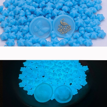 Luminous Sealing Wax Particles, for Retro Seal Stamp, Star, Deep Sky Blue, Packing: 125x90mm