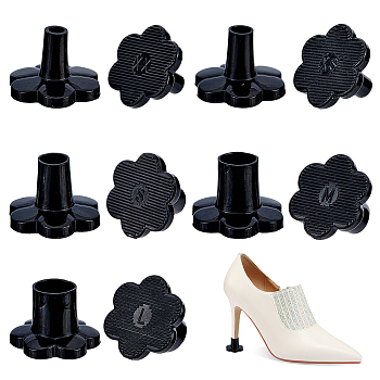 10Sets 5 Style TPU Plastic High Heel Stoppers Protector, Non-slip Wearable Heel Cover Shockproof Accessories, Black, 27.5~28x30x20.5~21mm, Hole: 5~13mm, 2 sets/style