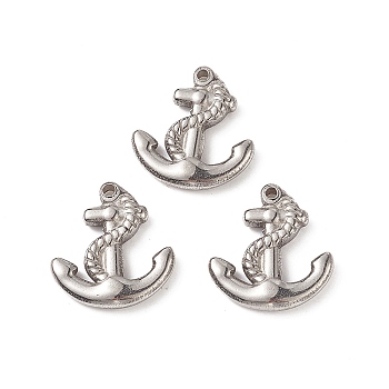 304 Stainless Steel Pendants, Anchor, Stainless Steel Color, 20x19x3mm, Hole: 1.5mm