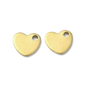 Ion Plating(IP) 201 Stainless Steel Charms, Heart Charms, Real 18K Gold Plated, 6.5x7x1mm, Hole: 1.2mm
