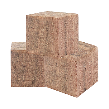Natural Wood Beads, No Hole//Undrilled, Cube, Tan, 30x30x30mm