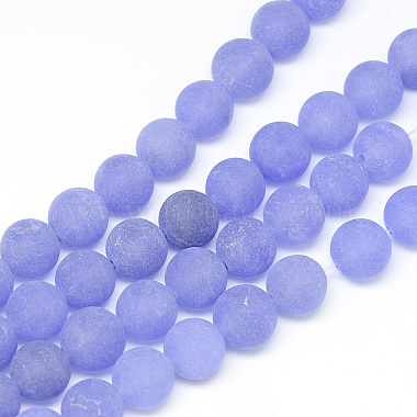 Medium Slate Blue Round White Jade Beads