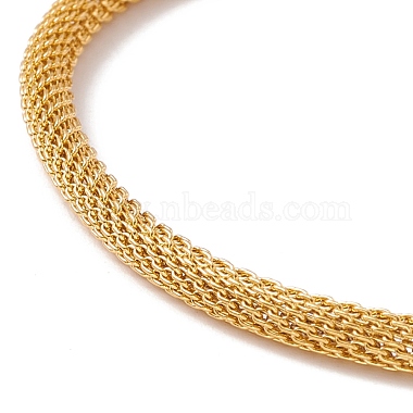 Crystal Rhinestone Flat Round Charm Slider Bracelet with Round Mesh Chain for Women(BJEW-C013-07G)-2
