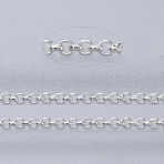 Brass Rolo Chains, Belcher Chains, Soldered, Long-Lasting Plated, Cadmium Free & Lead Free, Silver Color Plated, 1x0.4mm(X-CHC-S008-002I-S)