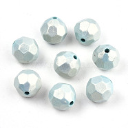 Spray Painted Acrylic Beads, Rubberized Style, Faceted, Round, Pale Turquoise, 13.5mm, Hole: 2mm, about 420pcs/500g(MACR-T037-05C)