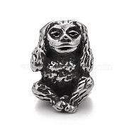 304 Stainless Steel European Beads, Large Hole Beads, Human, Antique Silver, 12x9x9mm, Hole: 4.3mm(STAS-G256-11AS)