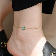 316L Surgical Stainless Steel Charm Anklets for Women, Golden, Oval, 7-1/2 inch(190mm)(FS-WG47470-36)