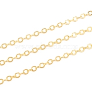 Brass Flat Oval Cable Chains, Soldered, with Spool, Cadmium Free & Nickel Free & Lead Free, Golden, 2.5x2x0.45mm, about 32.8 Feet(10m)/roll(X-CH030-G)