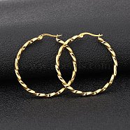 Titanium Steel Hoop Earrings, Twisted Ring Shape, Golden, 12 Gauge, 20x2mm(STAS-TAC0001-11B-G)