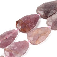 Natural Rose Quartz Beads Strands, Faceted Teardrop, 36~40x24~26x9.5~10.5mm, Hole: 2mm, about 9pcs/strand, 14.96''(38cm)(G-P548-B18-01)