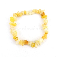 Natural Yellow Jade Chips Beaded Stretch Bracelet for Women, 6-3/4~8-5/8 inch(17~22cm)(PW-WG72437-18)