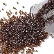 TOHO Round Seed Beads, Japanese Seed Beads, (114) Transparent Luster Smoky Topaz, 15/0, 1.5mm, Hole: 0.7mm, about 3000pcs/bottle, 10g/bottle(SEED-JPTR15-0114)