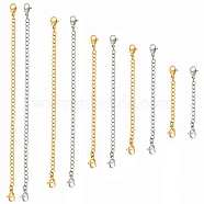10 Strands 10 Style 304 Stainless Steel Chain Extender, with Curb Chains and Lobster Claw Clasps, Golden & Stainless Steel Color, 1strand/style(STAS-SZ0001-64)