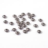Tibetan Style Alloy Spacer Beads, Cadmium Free & Nickel Free & Lead Free, Bicone, Antique Silver, 7.5x4.6mm, Hole: 1mm(LF0620Y-NF)