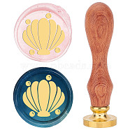 Brass Wax Seal Stamp with Rosewood Handle, for DIY Scrapbooking, Shell Pattern, 25mm(AJEW-WH0412-0021)