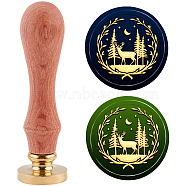 Brass Wax Seal Stamp with Handle, for DIY Scrapbooking, Deer Pattern, 3.5x1.18 inch(8.9x3cm)(AJEW-WH0184-0516)