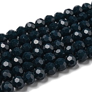Opaque Glass Beads Stands, Faceted(32 Facets), Round, Prussian Blue, 6mm, Hole: 1mm, about 98pcs/strand, 20.47''(52cm)(EGLA-A035-P6mm-D35)