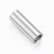 Smooth 304 Stainless Steel Magnetic Clasps with Glue-in Ends, Column, Stainless Steel Color, 16x6mm, Hole: 4mm(X-STAS-H402-21P-4mm)