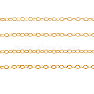 Brass Flat Oval Cable Chains, Unwelded, with Spool, Golden, 3.5x3x0.5mm, about 10m/roll, 1roll(CHC-CJ0001-12A)